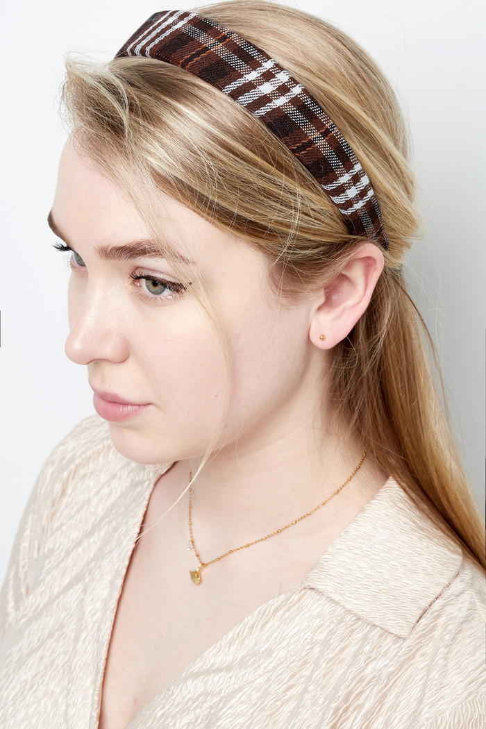Headband checkered - brown Plastic Picture3